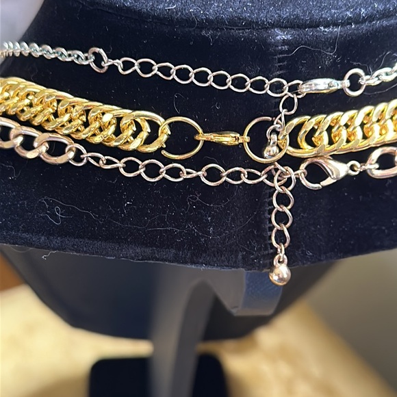 Zara 1st $ Gold + Crystals Link Chain 2nd lock chain 3rd script letters. Hip Hop - Picture 6 of 7